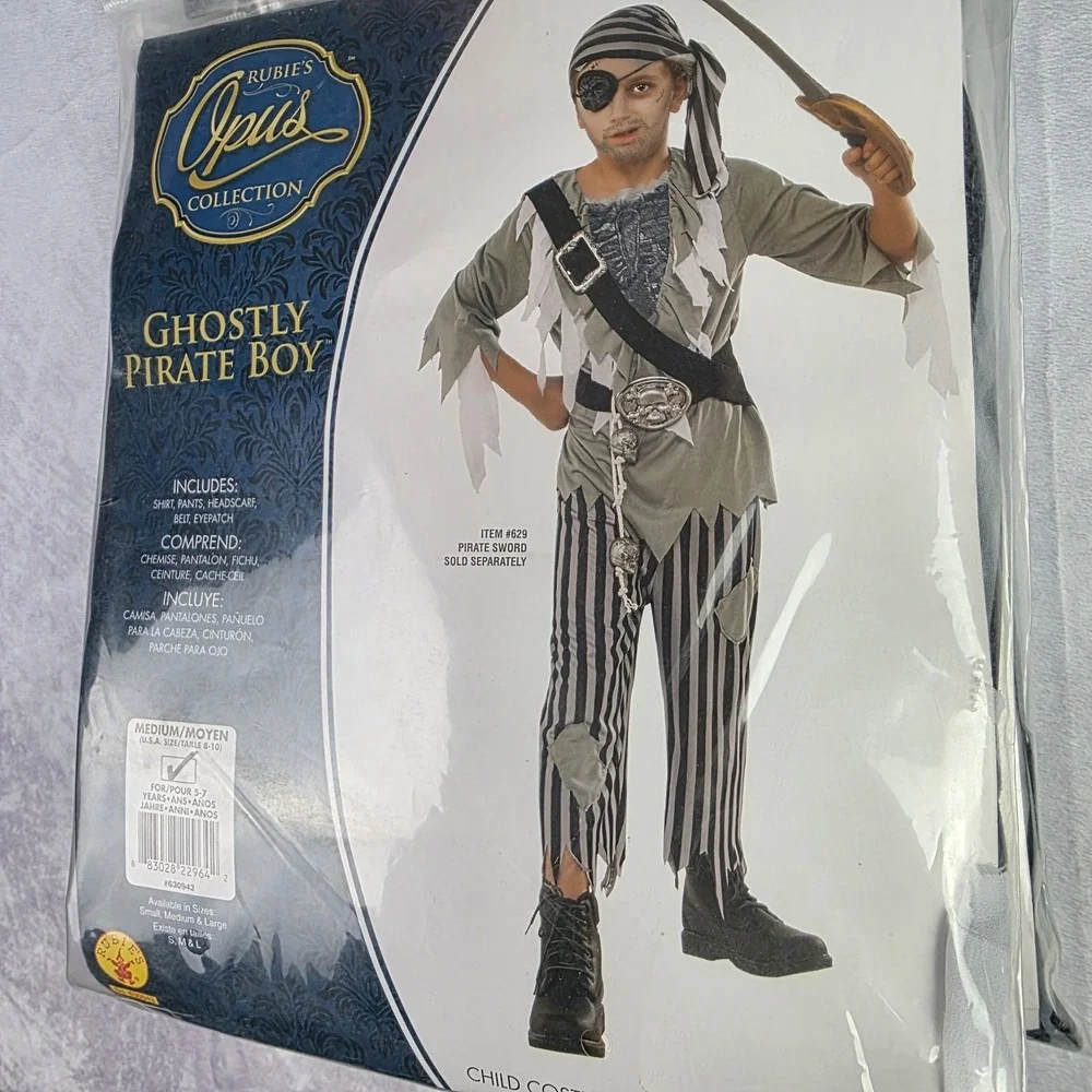 Boys Pirate Costume Size Medium  Ghostly Pirate Boy Rubies Halloween Child‎ New - Picture 4 of 8